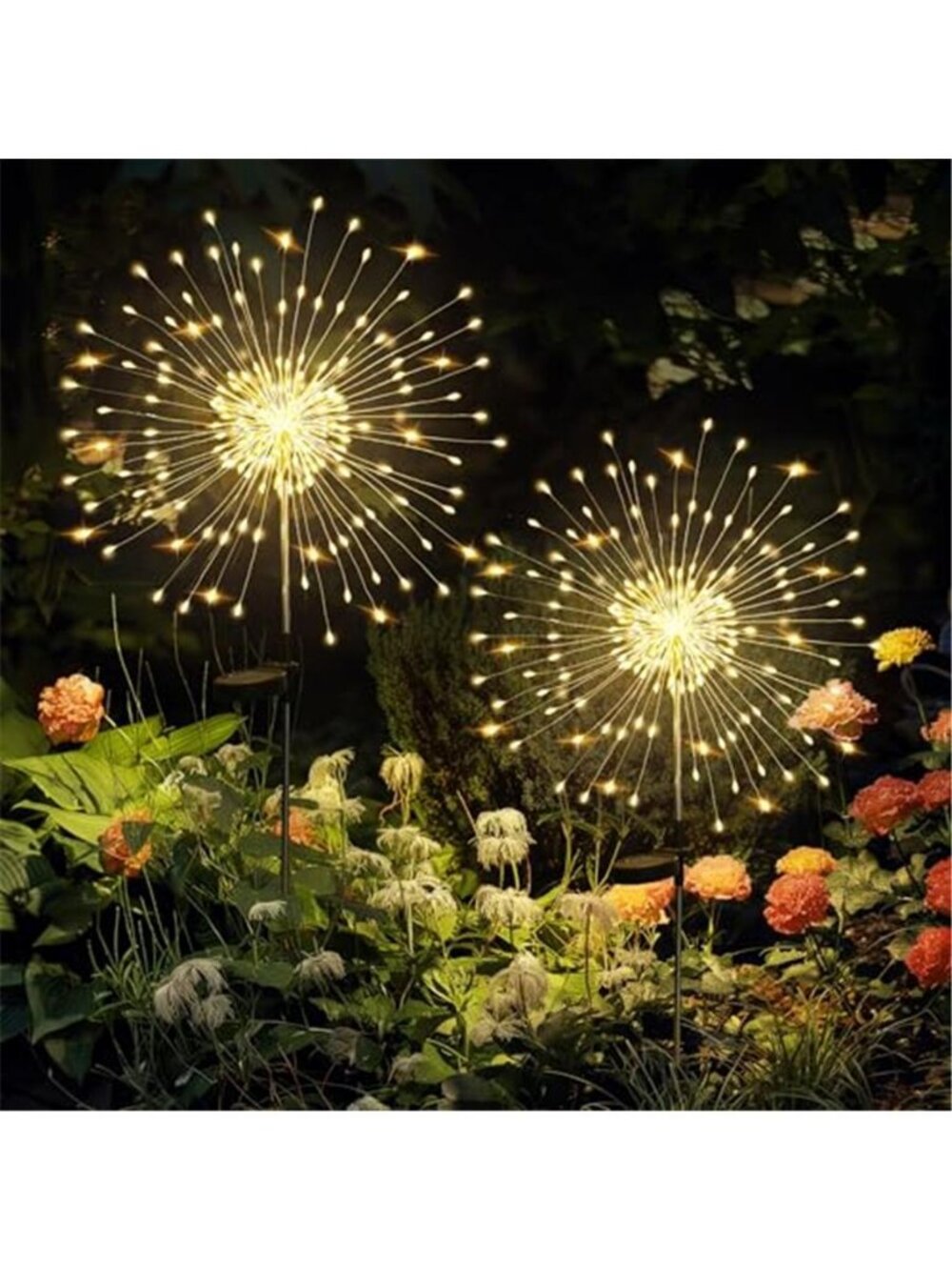 2 Pack Solar Firework Lights Outdoor, Garden Decor, Warm White